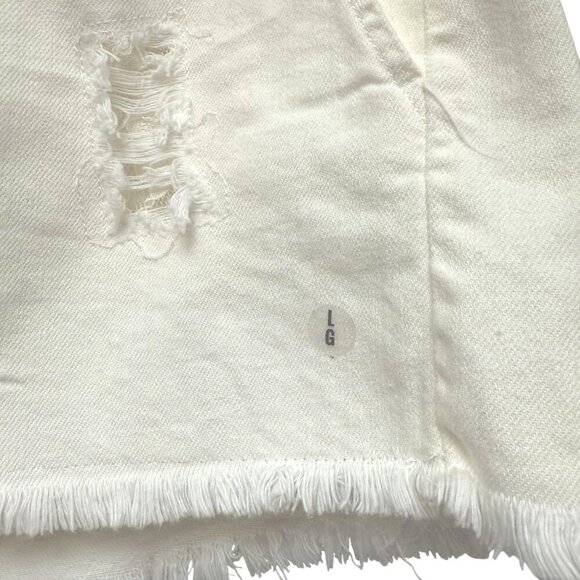 AERIE Shorts Size Large Ivory Cream Elastic Waist Distressed New Imperfect - Picture 7 of 12